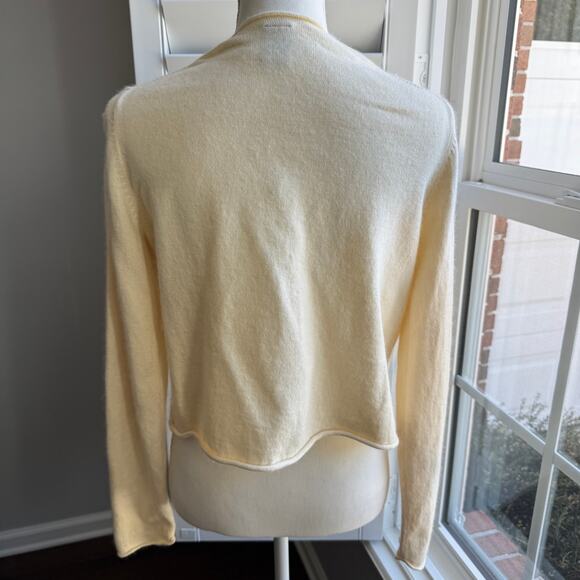 Vintage GAP Sweater Womens M Pale Yellow Open Cardigan Cotton Angora Blend Y2K - Picture 3 of 12